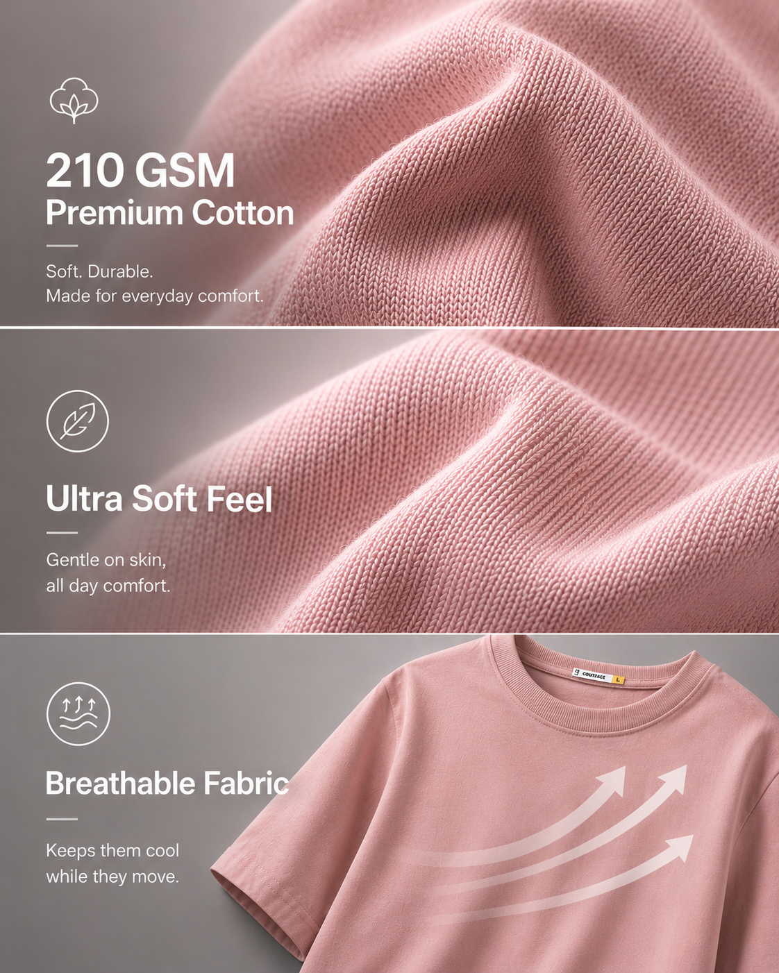 Unisex Oversized Solid T-shirt – Blush Pink