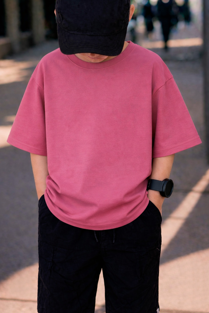 Unisex Oversized Solid T-shirt – Dust Pink